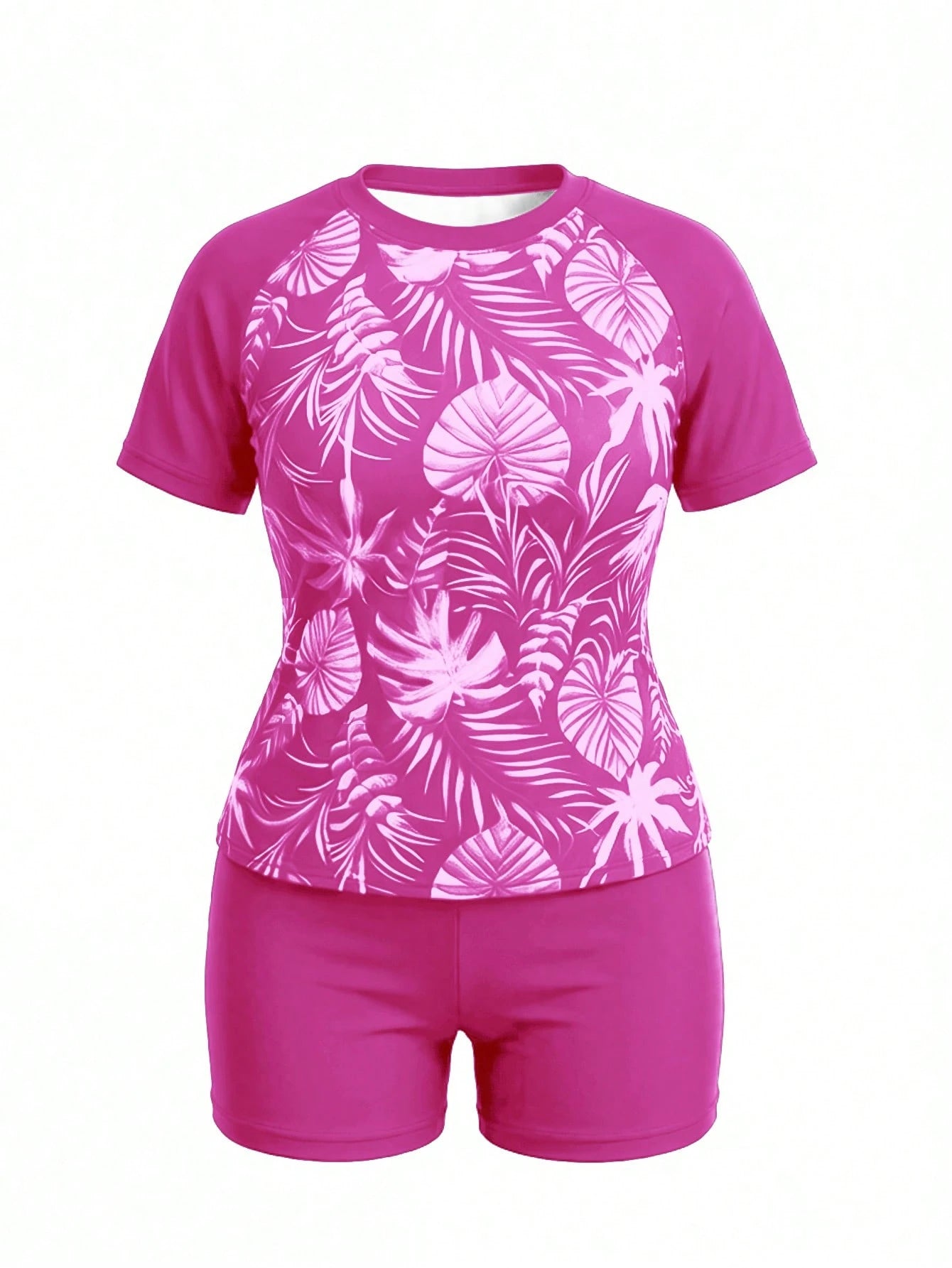 Swim Lushoire Plus Size Tropical Print Tankini Swimwear Set Beach Summer