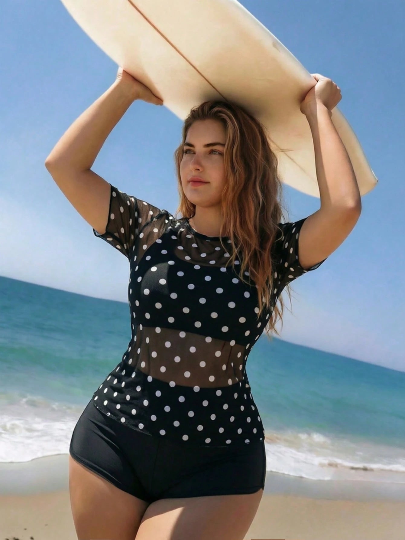 Swim Lushoire Plus Size Women 3-Piece Solid Color Mesh Pullover Short Sleeve Cover-Up, Backless Bra, Bikini Bottoms, Beach Vacation Surfing Sports Tank Bikini Set Set