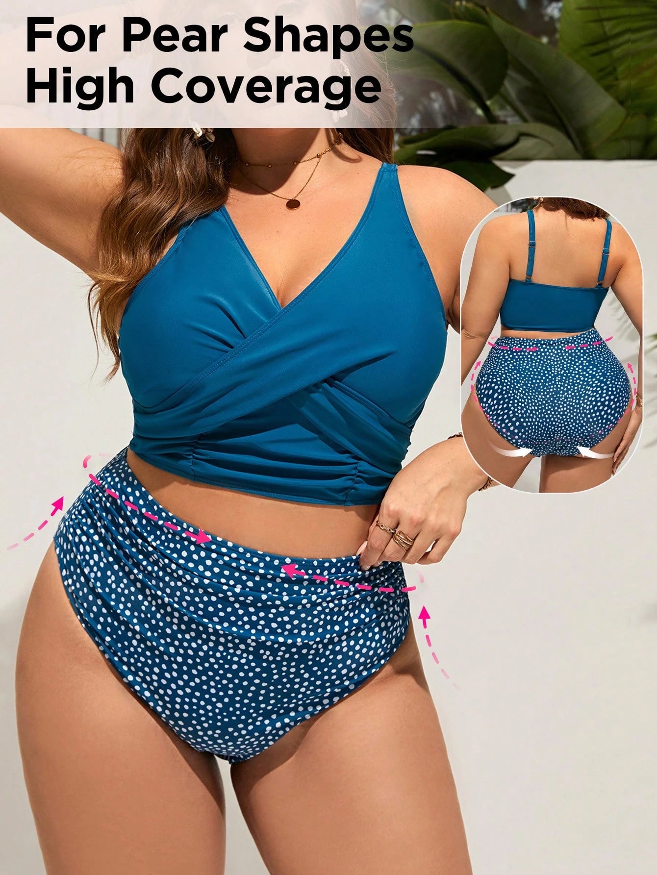 Swim Lushoire Plus Size Women Summer Beach Striped Halter Neck Tie Sexy Bikini And Triangle Bottom Two-Piece Swimsuit Set