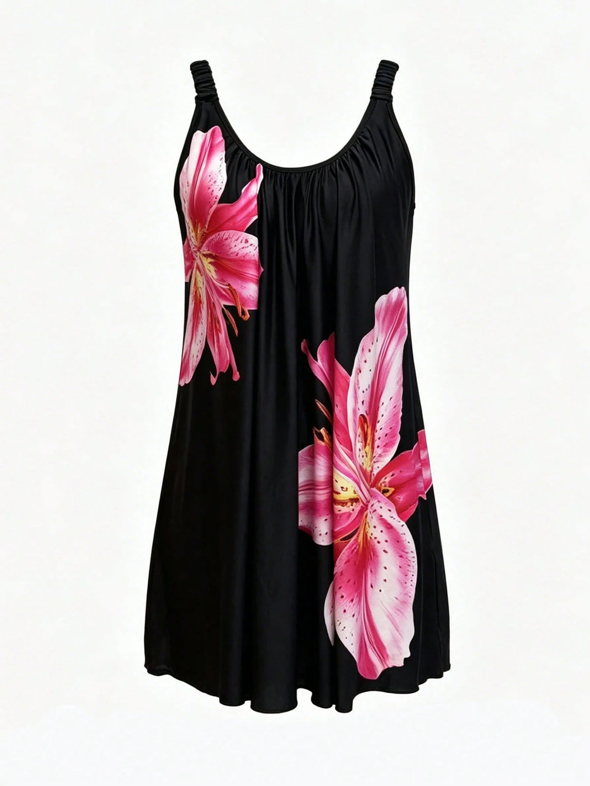Swim Lushoire Women's Floral Print Camisole Swimsuit Dress, Suitable For Summer Beach, Valentine's Day, Women's Casual Holiday Travel Coverup
