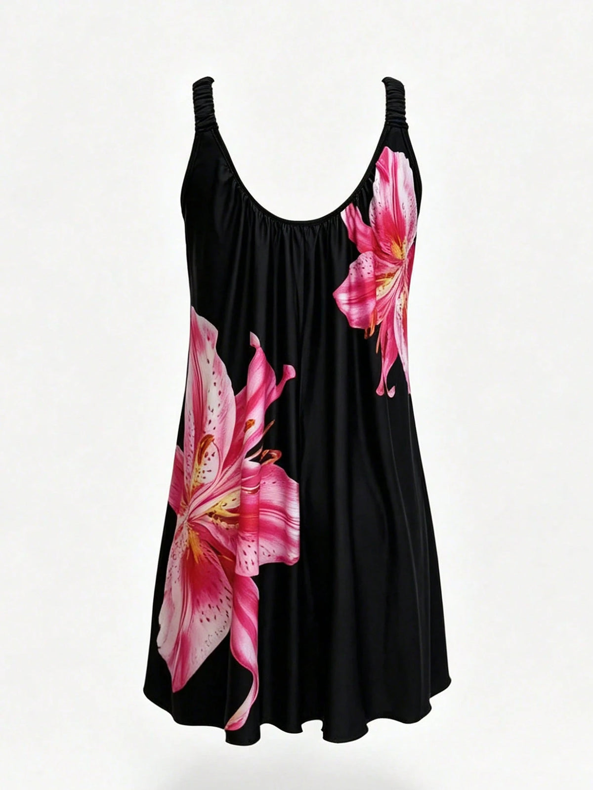 Swim Lushoire Women's Floral Print Camisole Swimsuit Dress, Suitable For Summer Beach, Valentine's Day, Women's Casual Holiday Travel Coverup