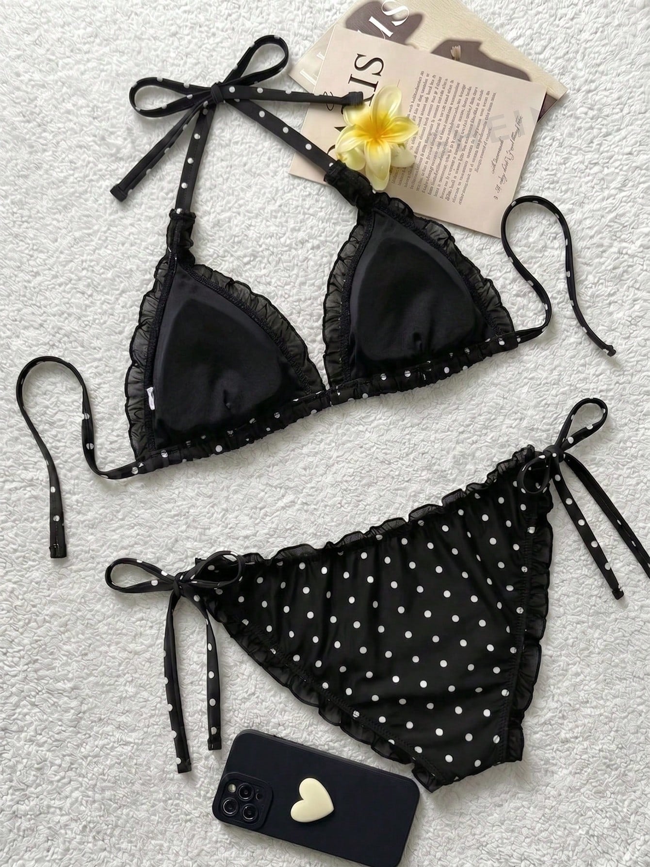 Swim Mod 2026 New Summer Sexy Lace Trim Bikini Two Pieces Swimwear Set, Plus Size