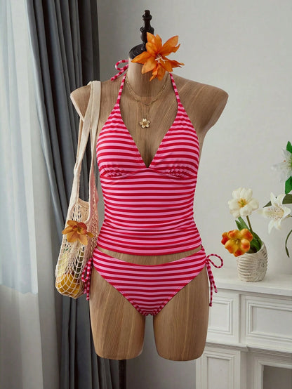 Swim Mod Women's 2-Piece Tropical Ditsy Floral Vacation Casual Bikini Set