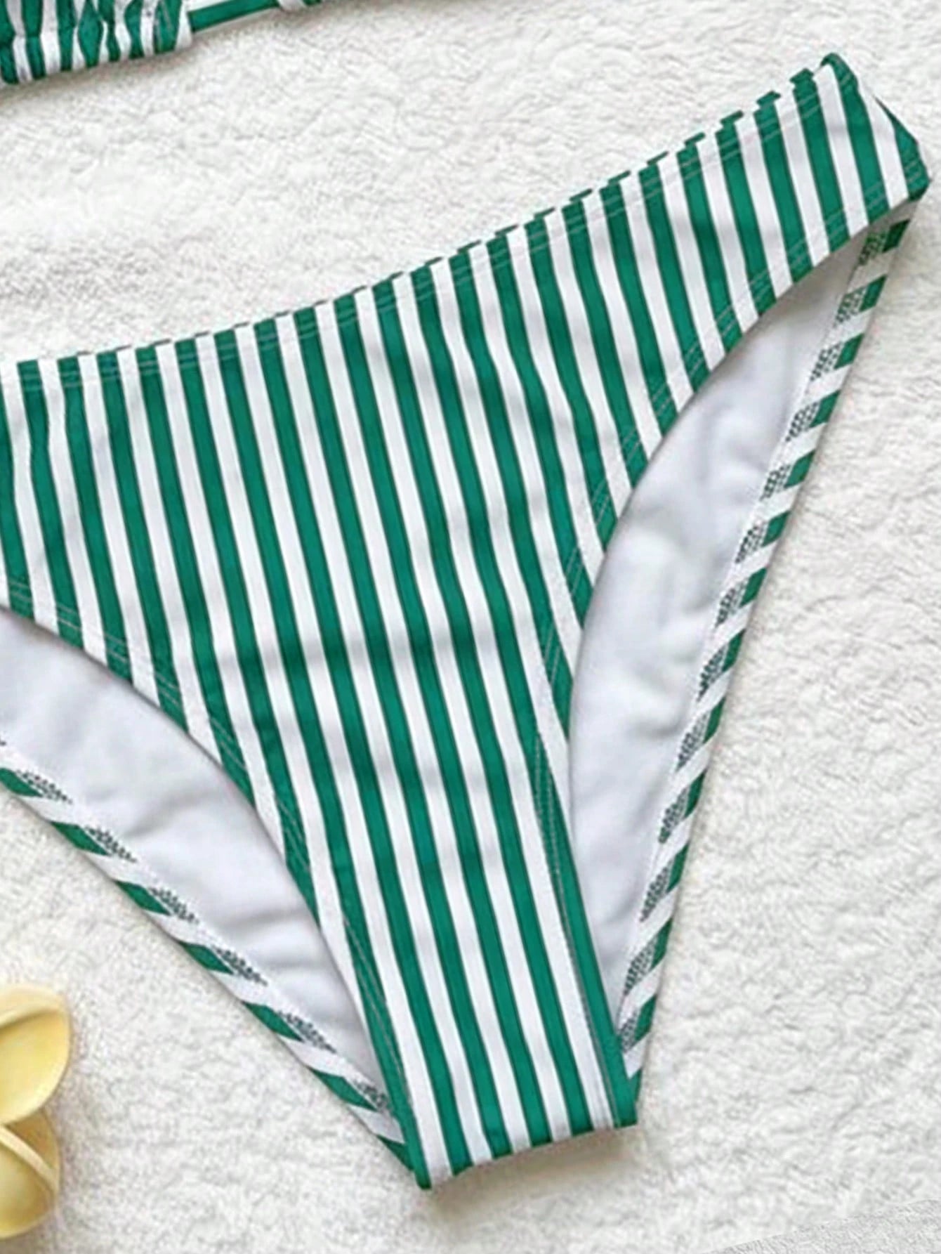 Swim Mod Women's Fresh Green Striped Print Sexy Low-Waist Triangle Bikini Set, Summer