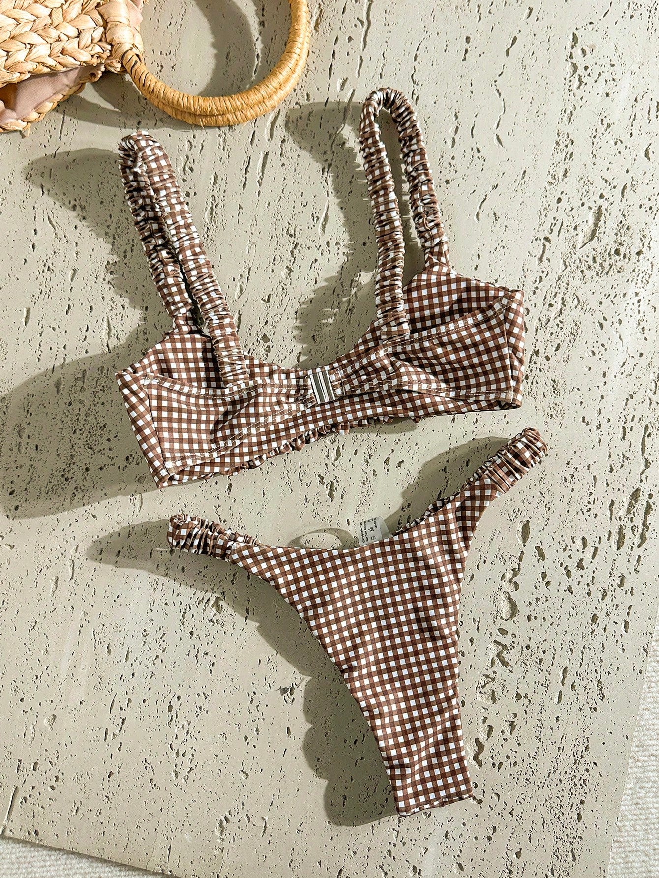 Swim Mod Women's Random Print Ruched High Cut Sexy Bikini Set, Summer