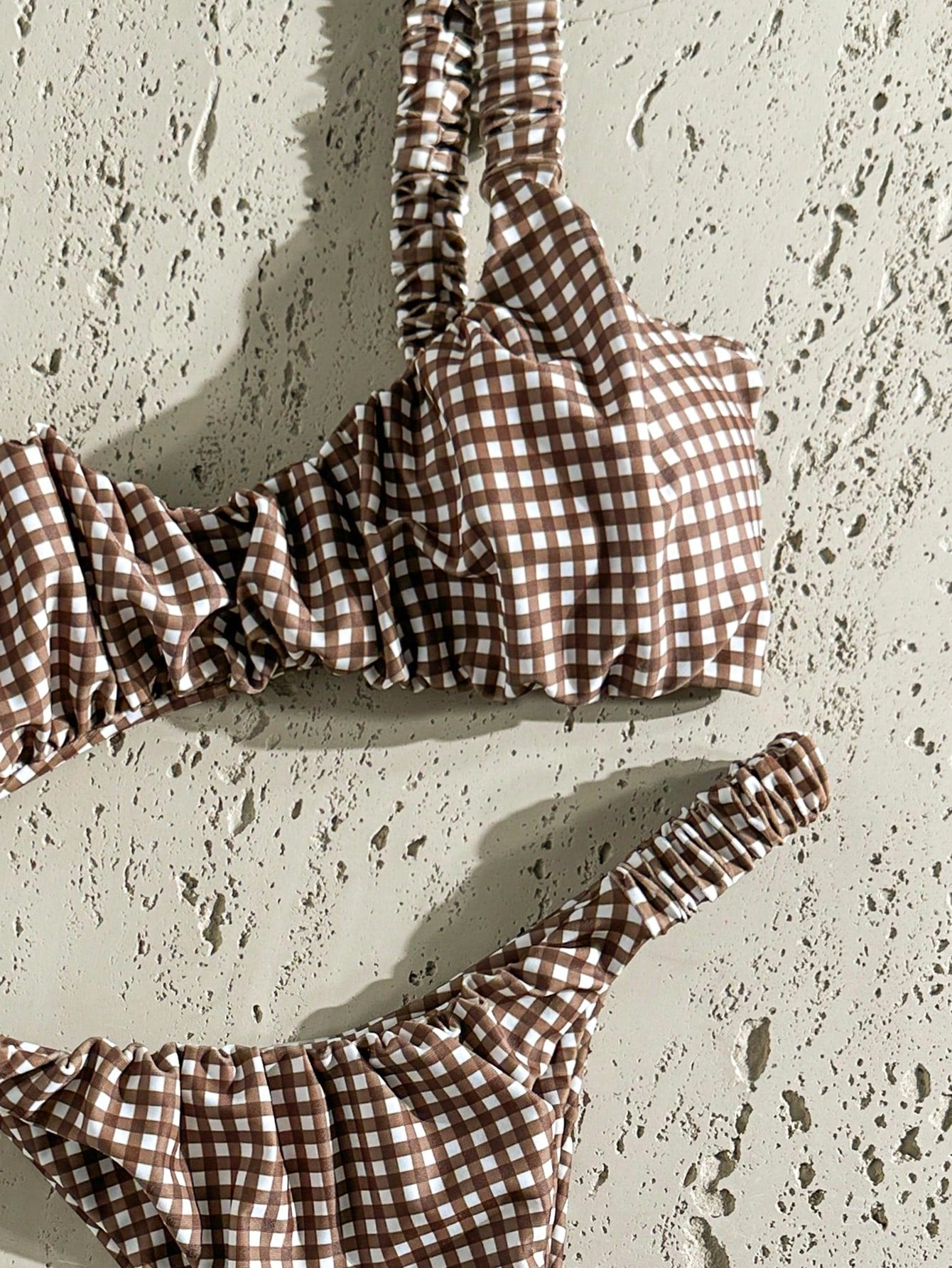 Swim Mod Women's Random Print Ruched High Cut Sexy Bikini Set, Summer