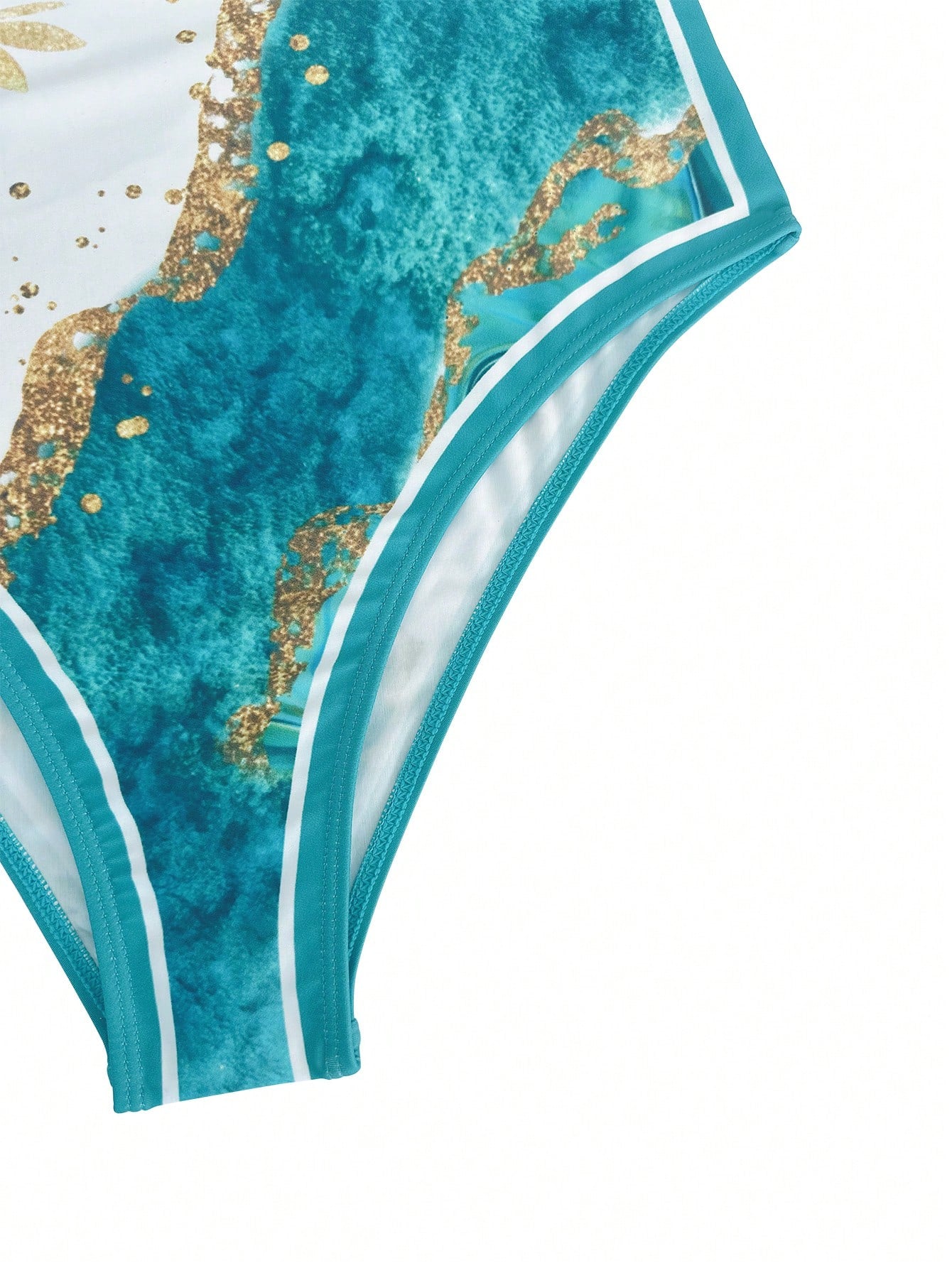 Swim Oasis Plus Size Summer Beach Vacation Beach Marble Print One-Piece Swimsuit With Spaghetti Straps And Cover-Up Two Pieces Set