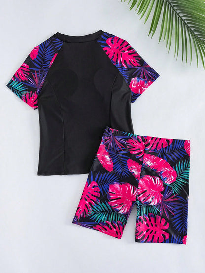 Swim SPRTY Plus Size Printed Split Tankini Summer