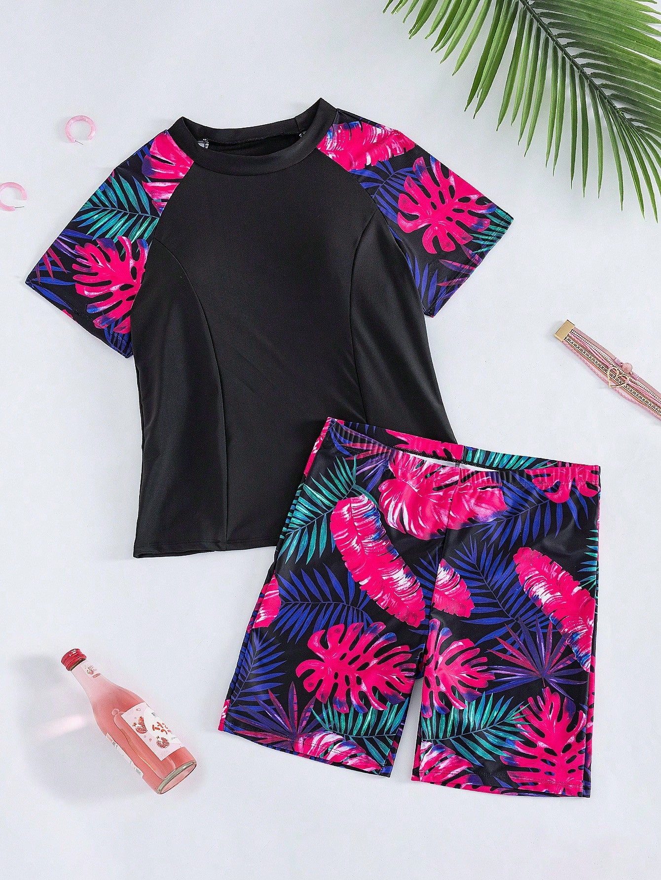 Swim SPRTY Plus Size Printed Split Tankini Summer