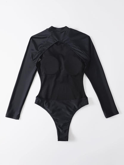 Swim SPRTY Summer Beach Plain High Neck One Piece Swimsuit