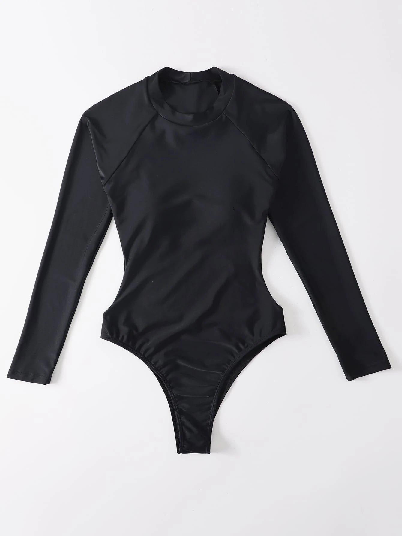 Swim SPRTY Summer Beach Plain High Neck One Piece Swimsuit