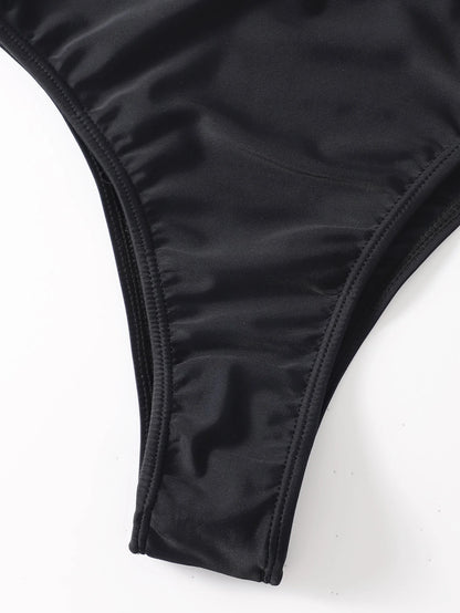 Swim SPRTY Summer Beach Plain High Neck One Piece Swimsuit