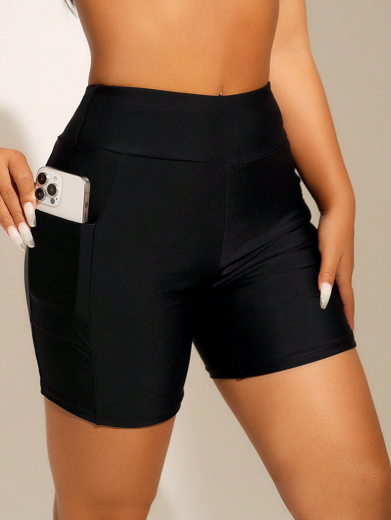 Swim SPRTY Women Summer Beach Simple Solid Daily Shorts Bikini Bottom, 1pc