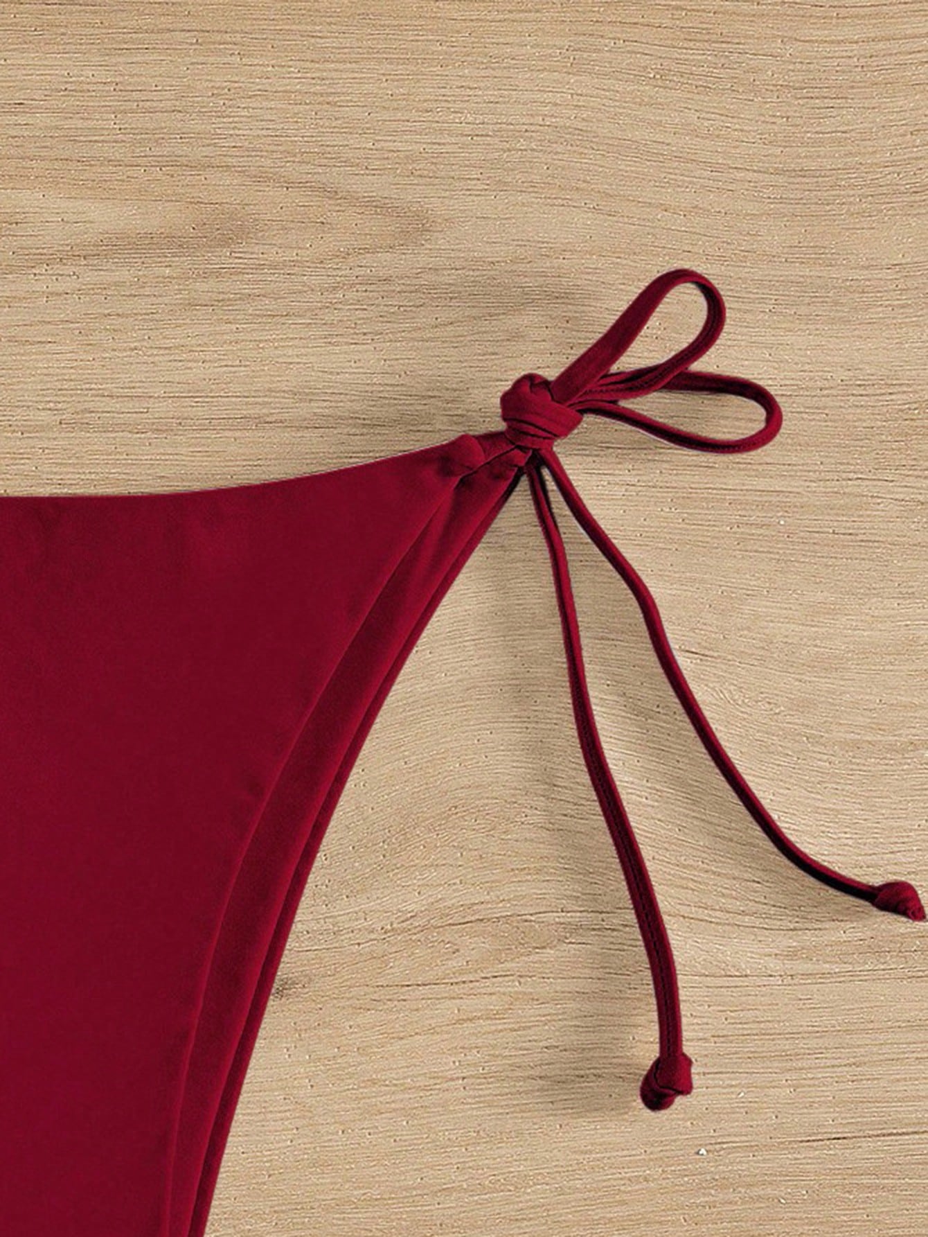 Swim Vcay 2025 Women Solid Color Tie-Front Bottom For Bikini, Vacation For Summer