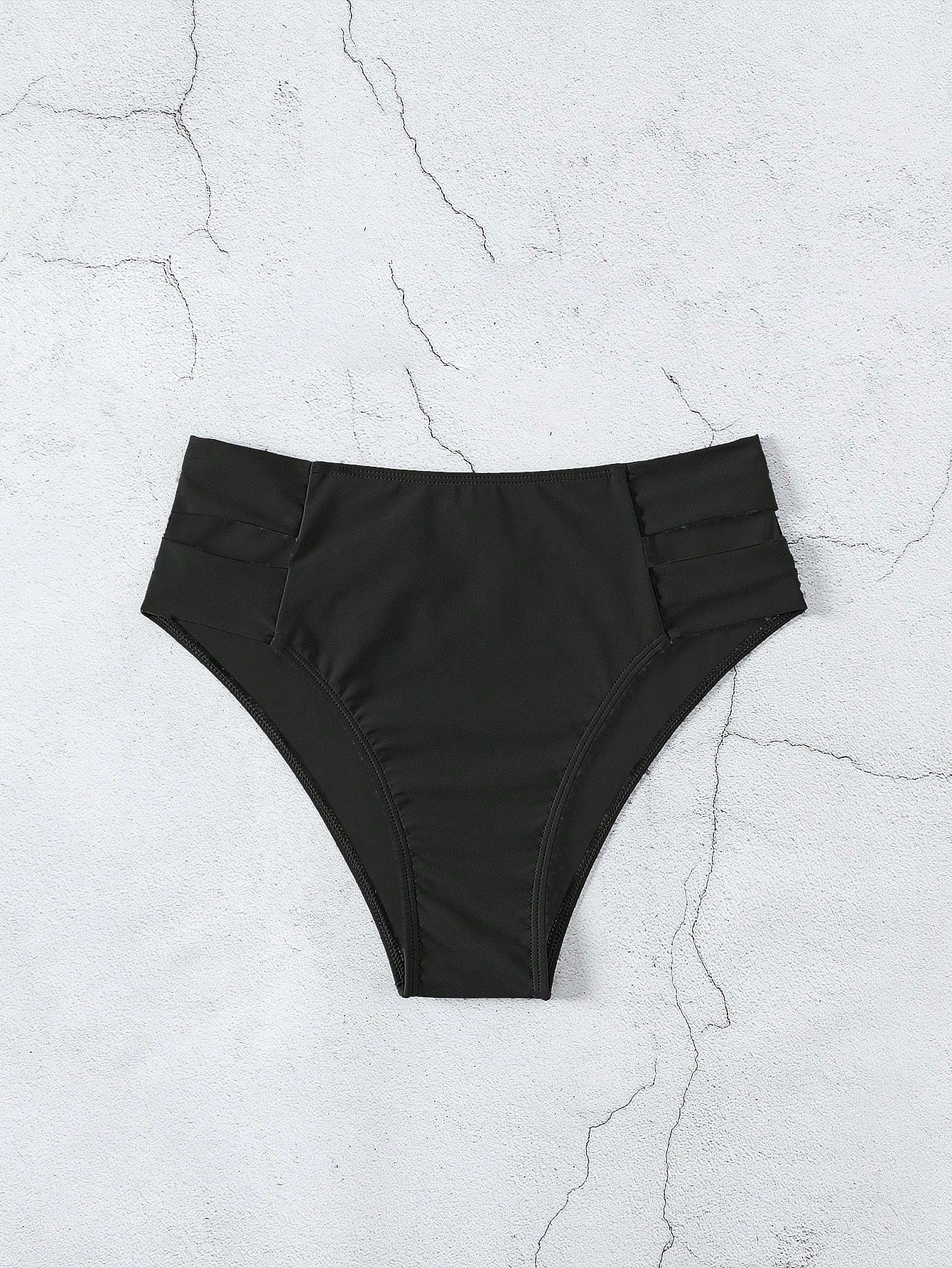 Swim Vcay 2026 Spring/Summer Women's Black Side High Cut Hollow Design Sexy Bikini Bottoms