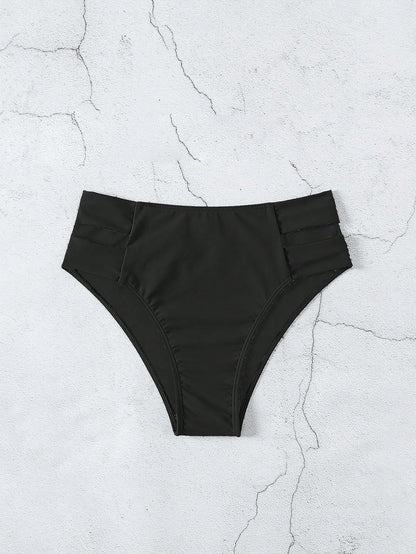 Swim Vcay 2026 Spring/Summer Women's Black Side High Cut Hollow Design Sexy Bikini Bottoms