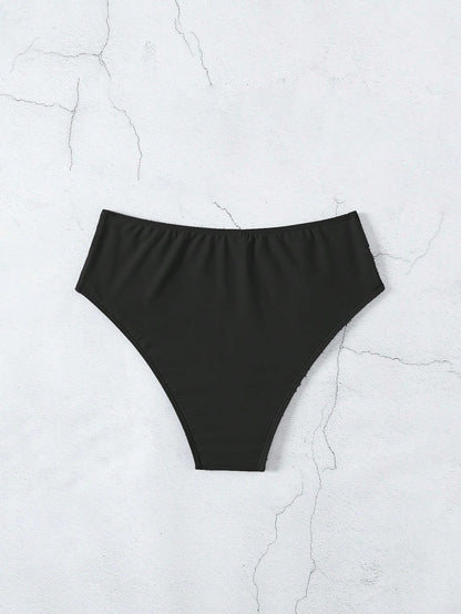 Swim Vcay 2026 Spring/Summer Women's Black Side High Cut Hollow Design Sexy Bikini Bottoms