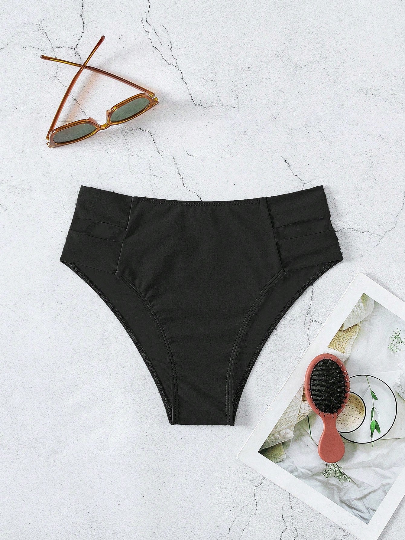 Swim Vcay 2026 Spring/Summer Women's Black Side High Cut Hollow Design Sexy Bikini Bottoms