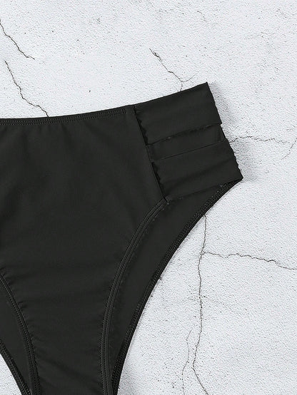 Swim Vcay 2026 Spring/Summer Women's Black Side High Cut Hollow Design Sexy Bikini Bottoms