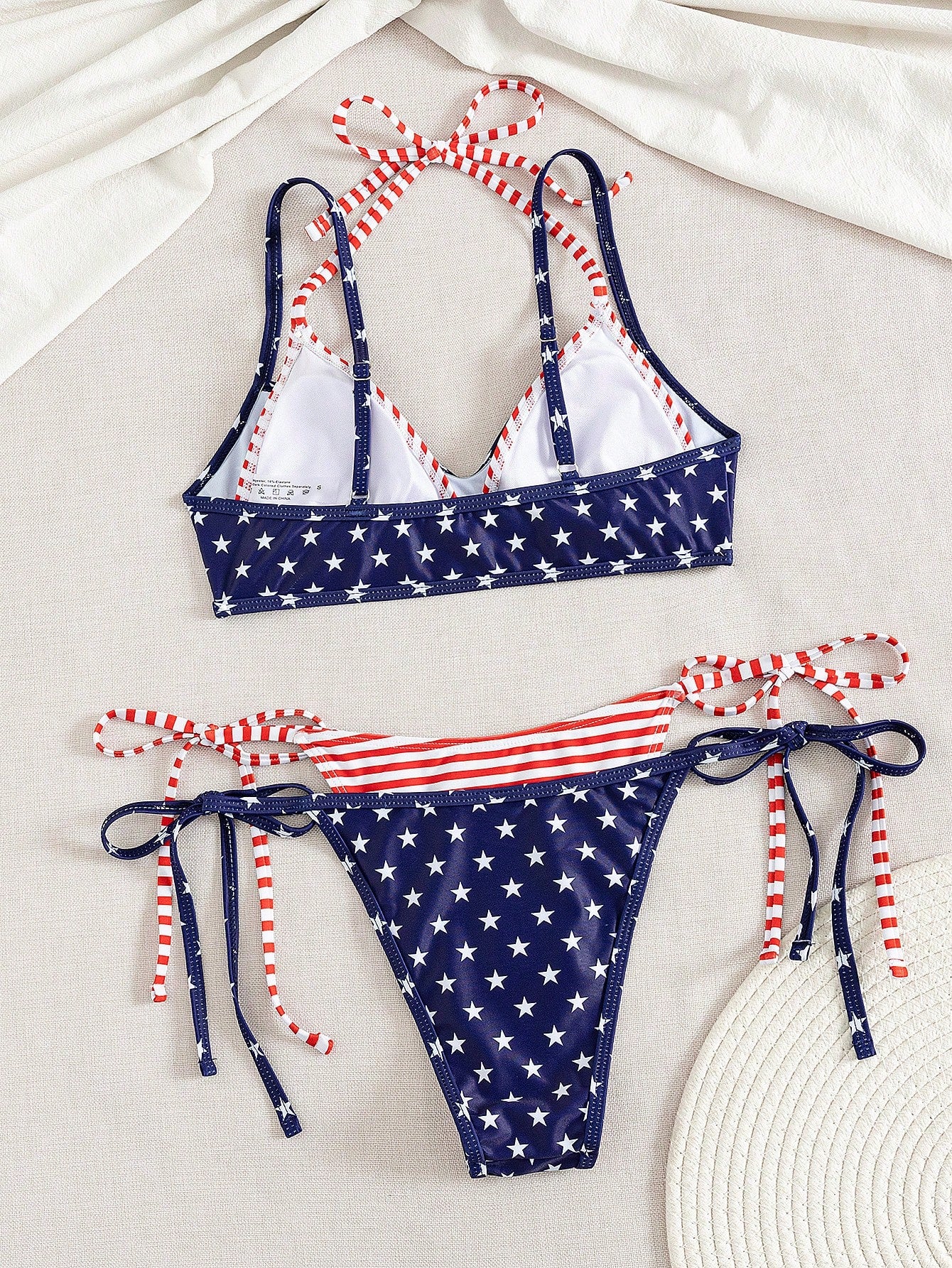 Swim Vcay 2pcs/Set New Random Print 2 In 1 Side Tie Sexy Elegant Vacation Bikini Swimwear Set, Suitable For Beach, Pool Party