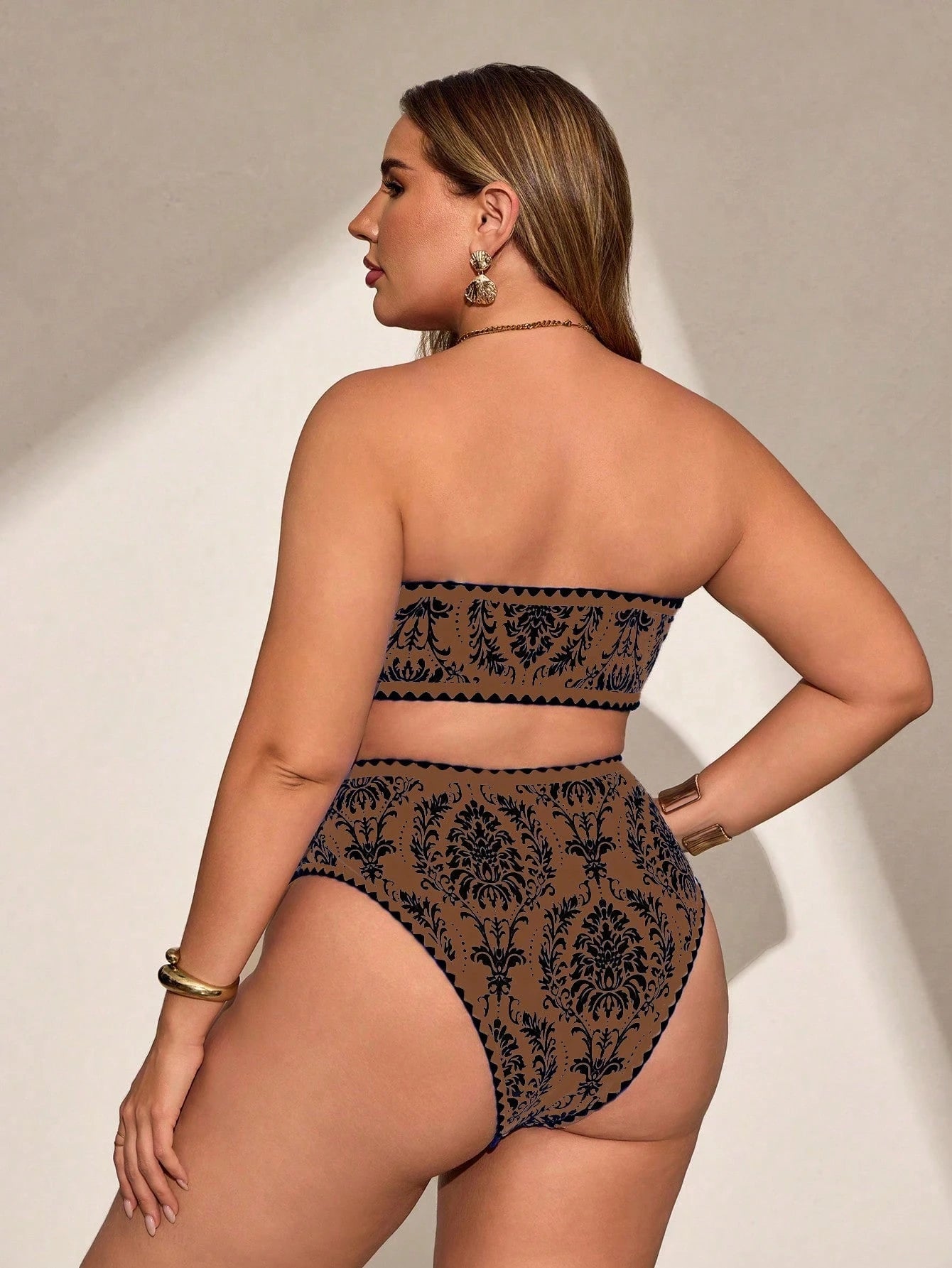 Swim Vcay Plus Size 2pcs Women Swimsuit Set, Minimalist Design For Daily Wear, Beach Resort, Summer