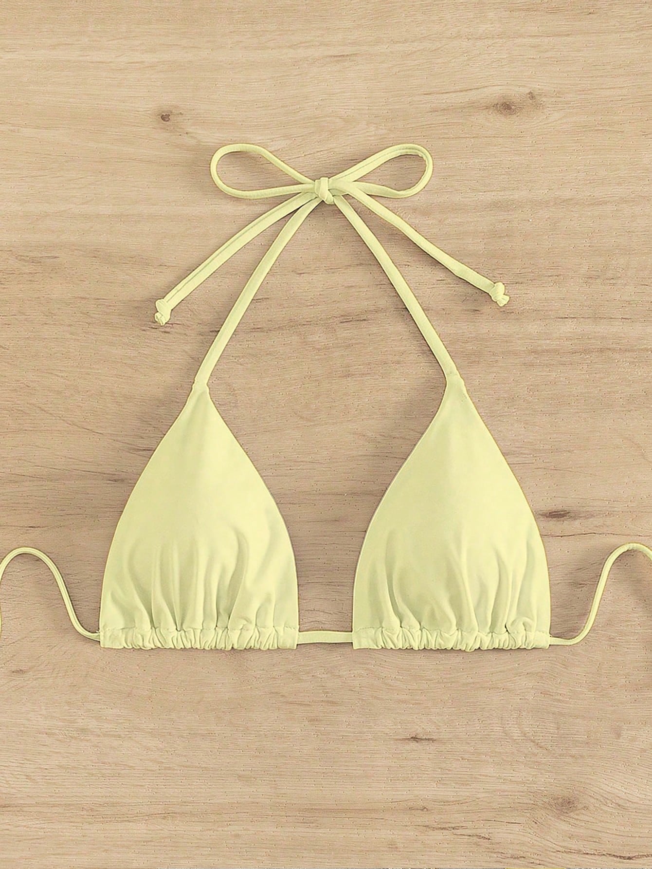 Swim Vcay Women's Solid Color Halter Tie Push Up Bikini Top,Yellow Triangle Bathing Suit,White,Summer,Modest,Beach Vacation,Holiday