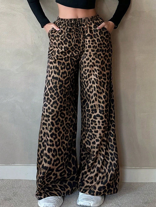 Tall Casual Street Chocolate Brown Loose Straight Wide Leg Pants, Tall Women Vacation Thailand Holiday Autumn