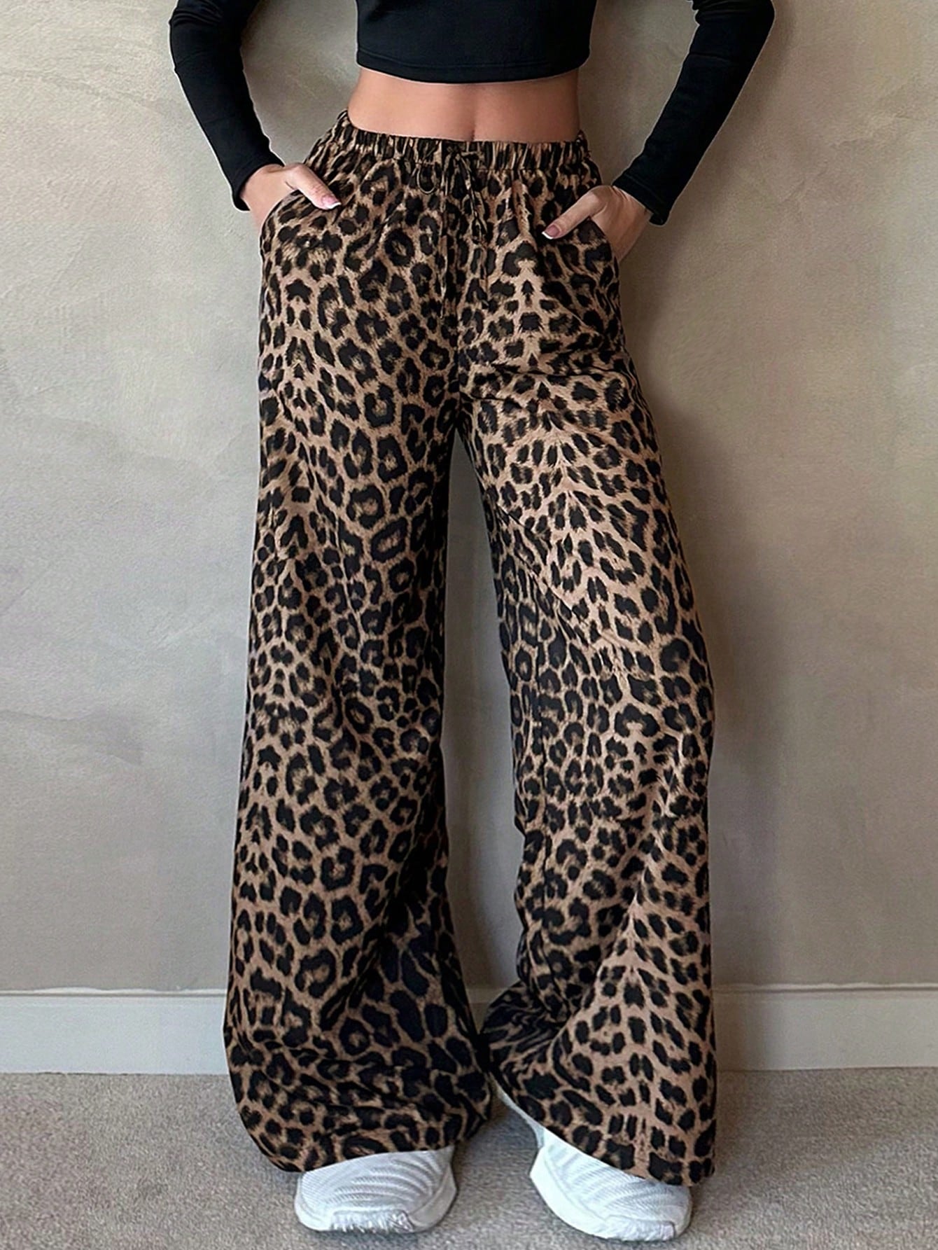 Tall Casual Street Chocolate Brown Loose Straight Wide Leg Pants, Tall Women Vacation Thailand Holiday Autumn