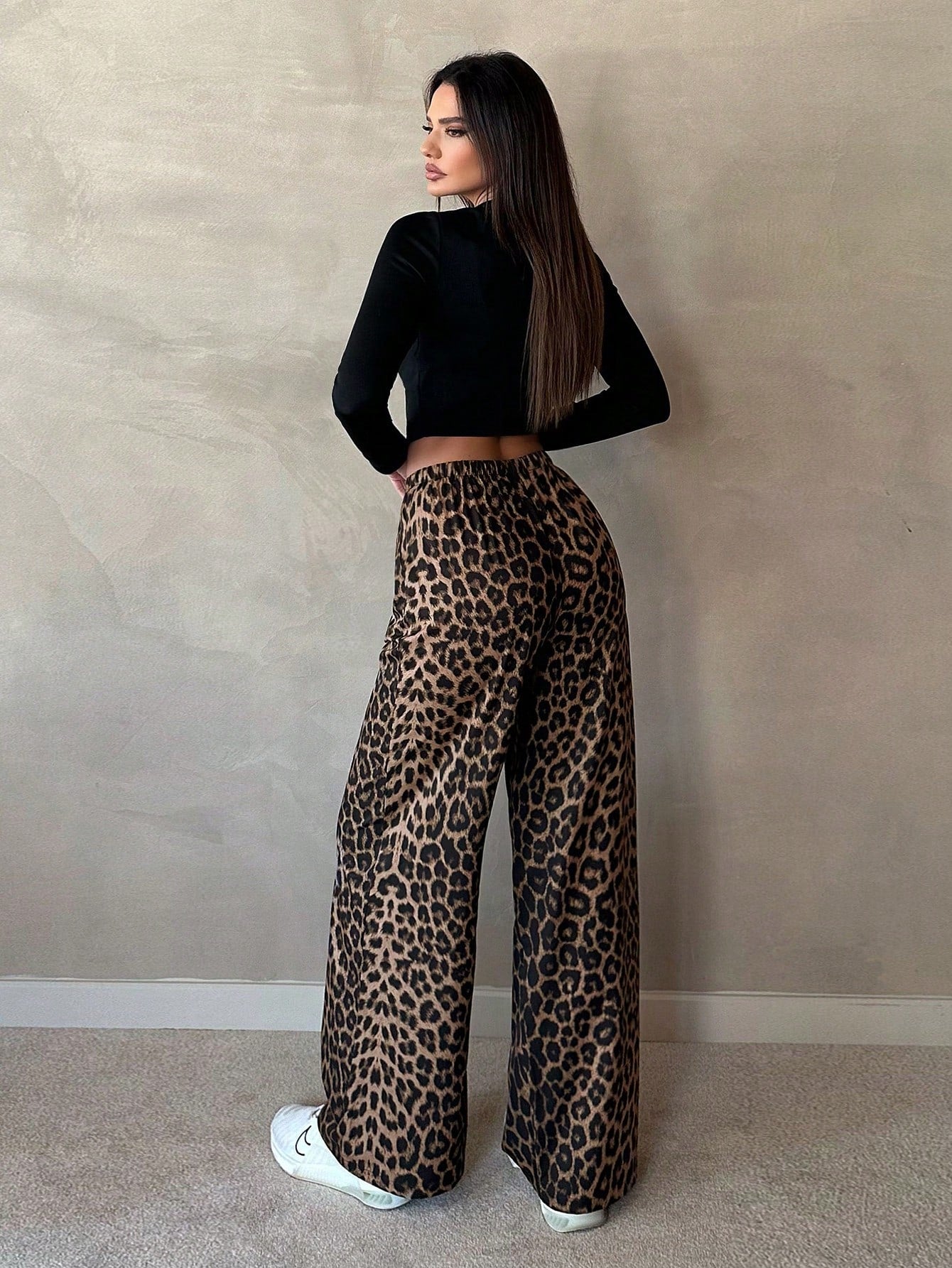 Tall Casual Street Chocolate Brown Loose Straight Wide Leg Pants, Tall Women Vacation Thailand Holiday Autumn