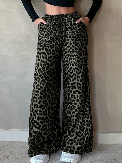 Tall Casual Street Chocolate Brown Loose Straight Wide Leg Pants, Tall Women Vacation Thailand Holiday Autumn