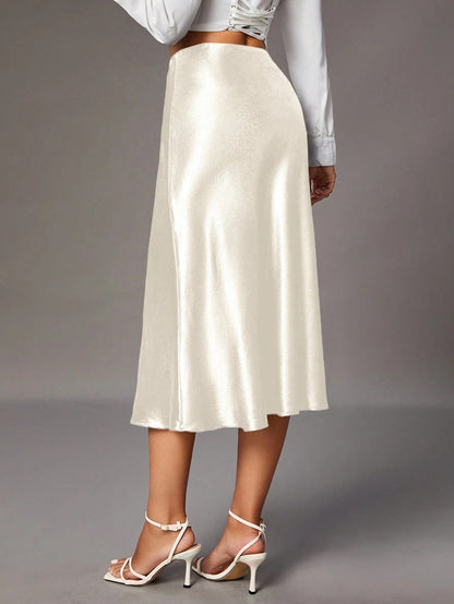 Tall Women's Solid Color Glossy Skirt, Tall Women