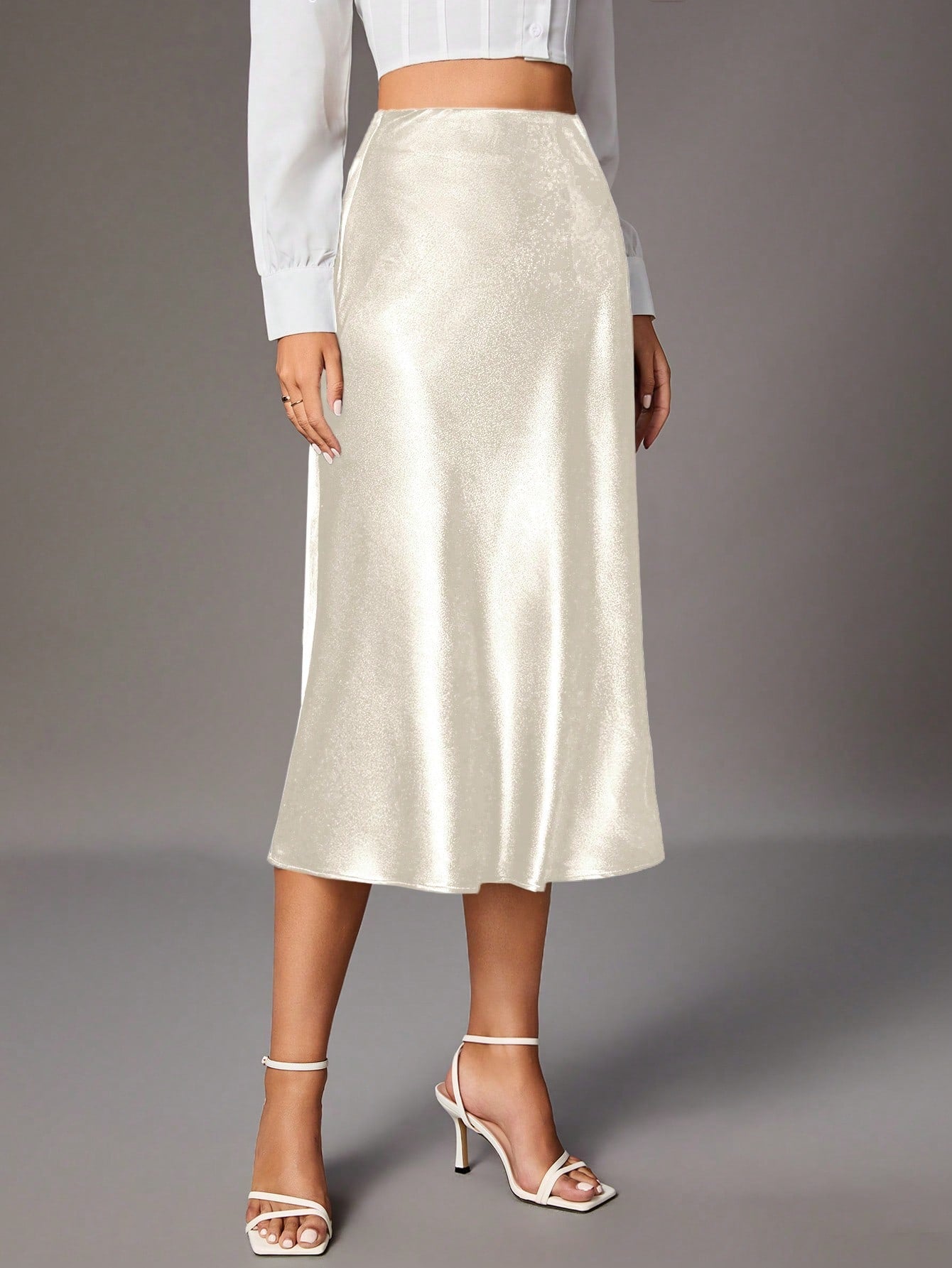 Tall Women's Solid Color Glossy Skirt, Tall Women