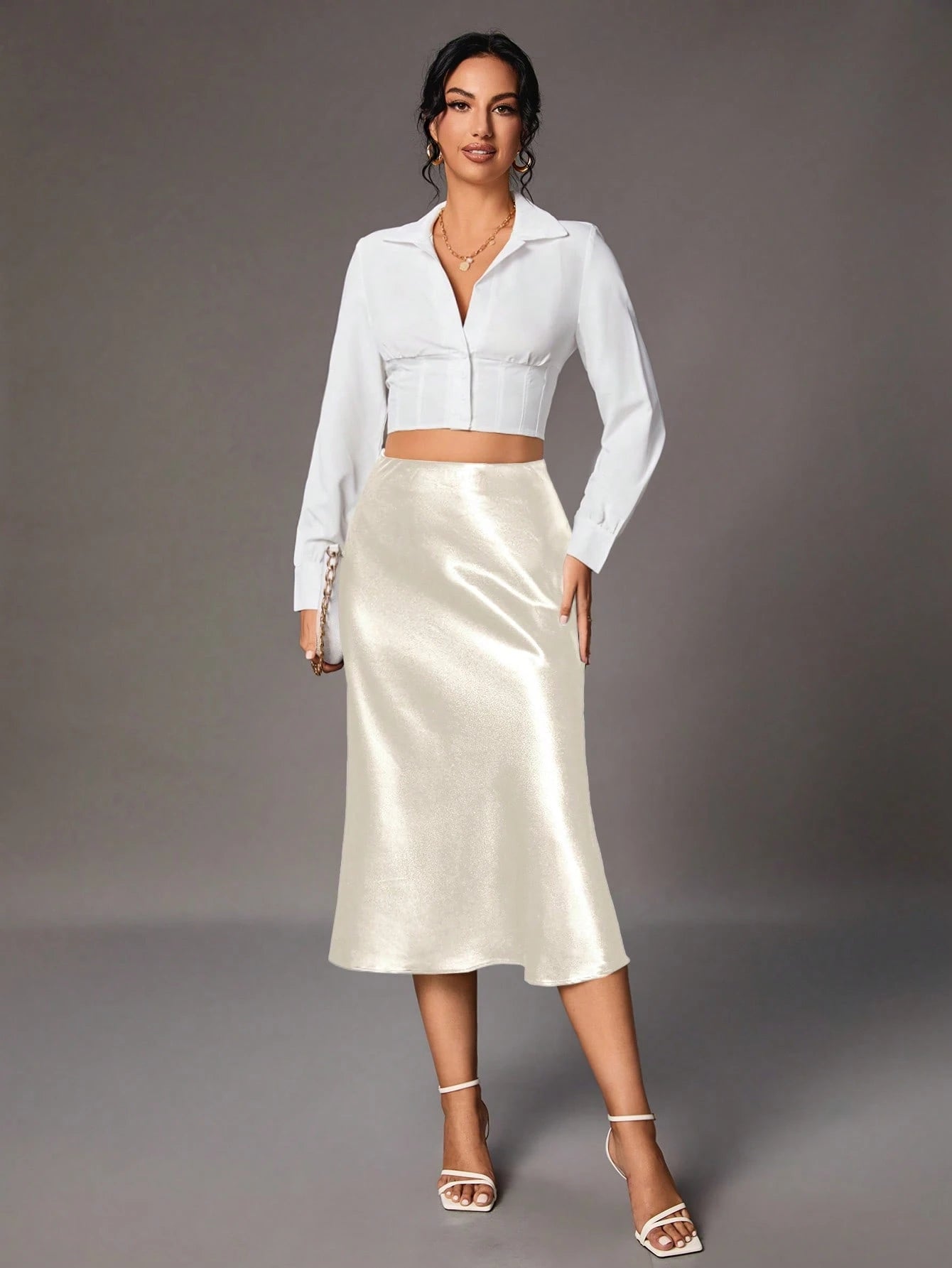Tall Women's Solid Color Glossy Skirt, Tall Women