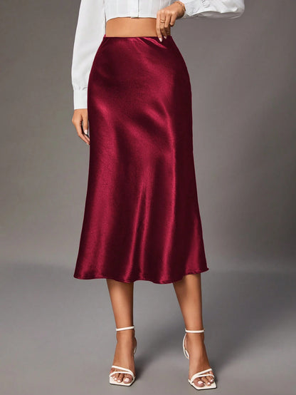 Tall Women's Solid Color Glossy Skirt, Tall Women