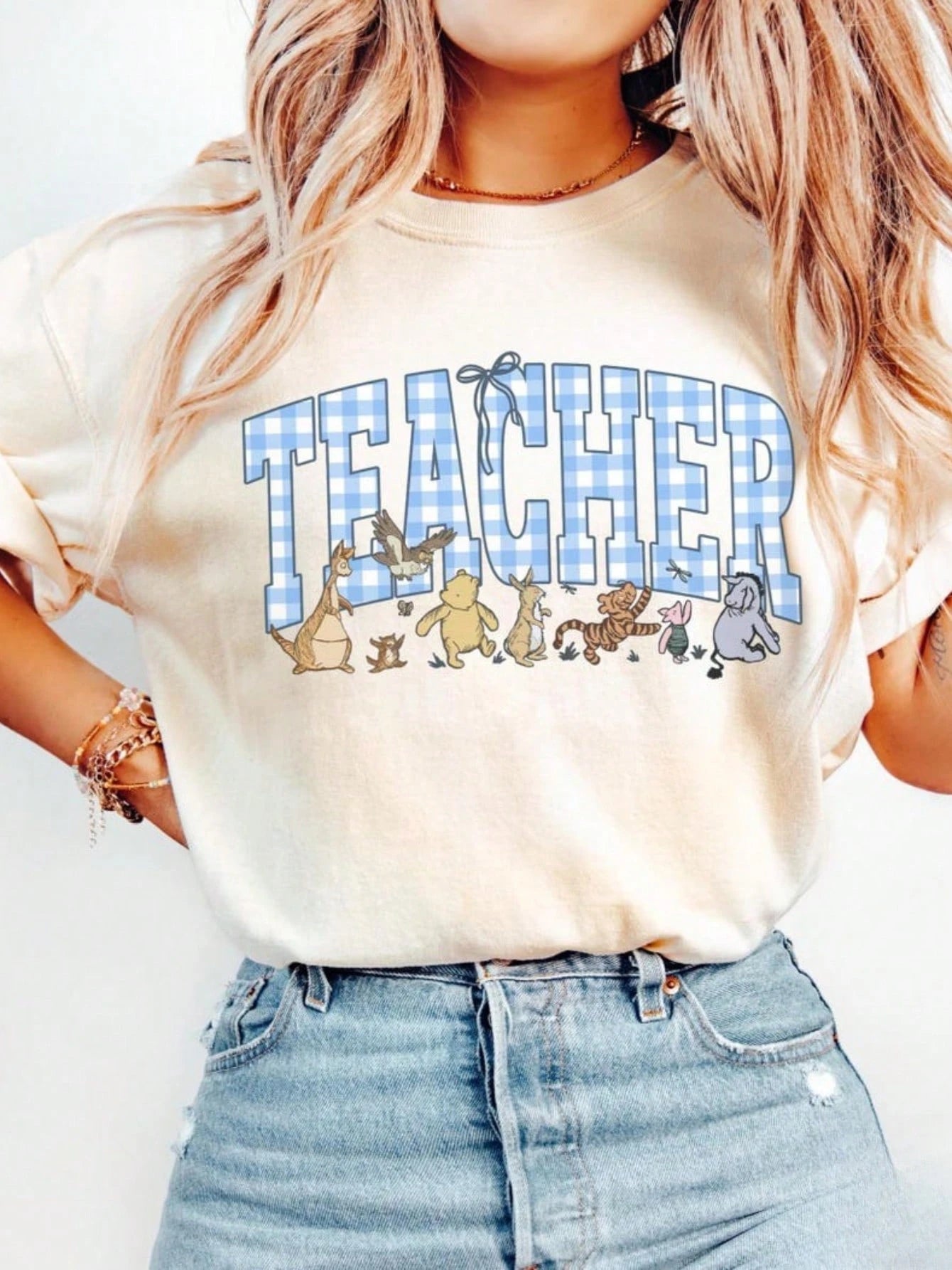 Teacher Shirt • Elementary Teacher Gingham Bear Tshirt • Cute First Grade Teacher Gifts • Second Grade Teacher Back To School
