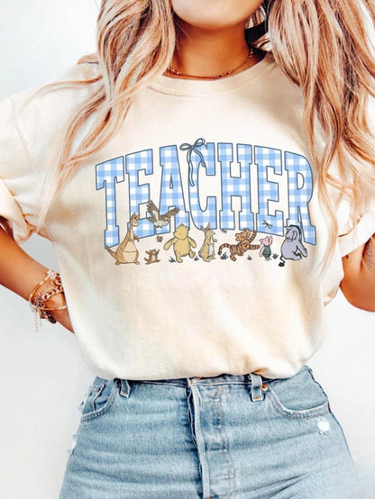 Teacher Shirt • Elementary Teacher Gingham Bear Tshirt • Cute First Grade Teacher Gifts • Second Grade Teacher Back To School