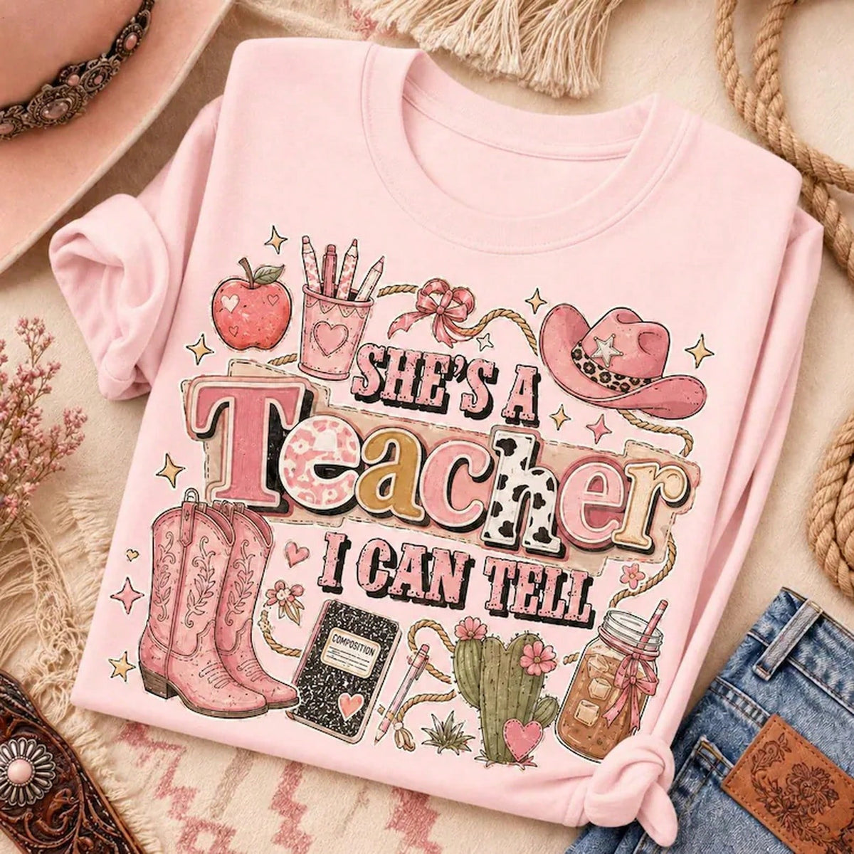 Teacher Shirt, She's A Teacher I Can Tell Tee, Teacher Appreciation Gift, Funny School Staff T-Shirt, Gift For Teacher Women, Classroom Tees