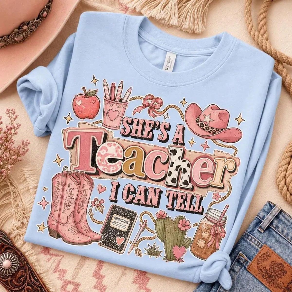 Teacher Shirt, She's A Teacher I Can Tell Tee, Teacher Appreciation Gift, Funny School Staff T-Shirt, Gift For Teacher Women, Classroom Tees