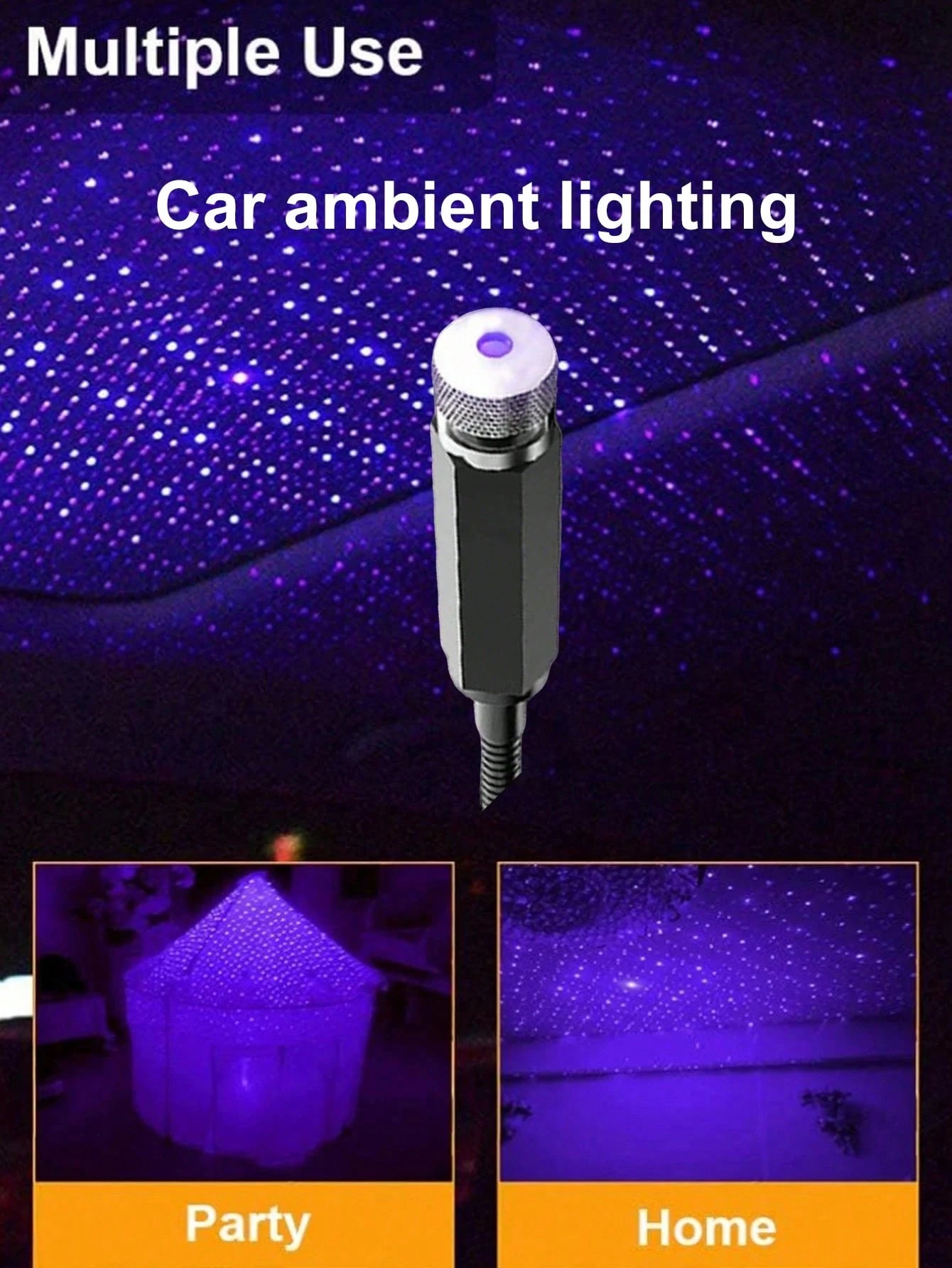 Teckwe 1pc Romantic LED USB Galaxy Star Projector Night Light For Car Ceiling And Room Ceiling