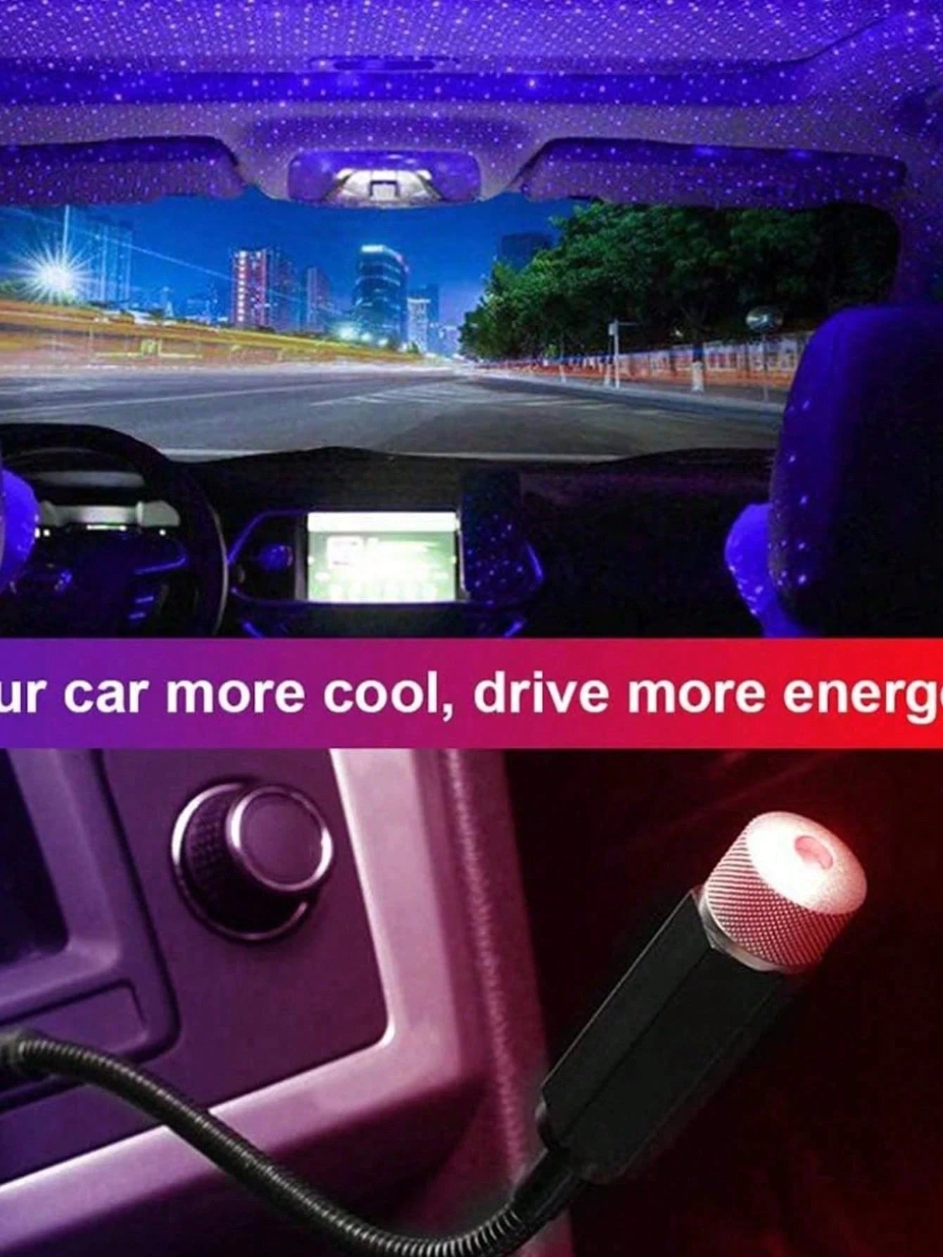 Teckwe 1pc Romantic LED USB Galaxy Star Projector Night Light For Car Ceiling And Room Ceiling