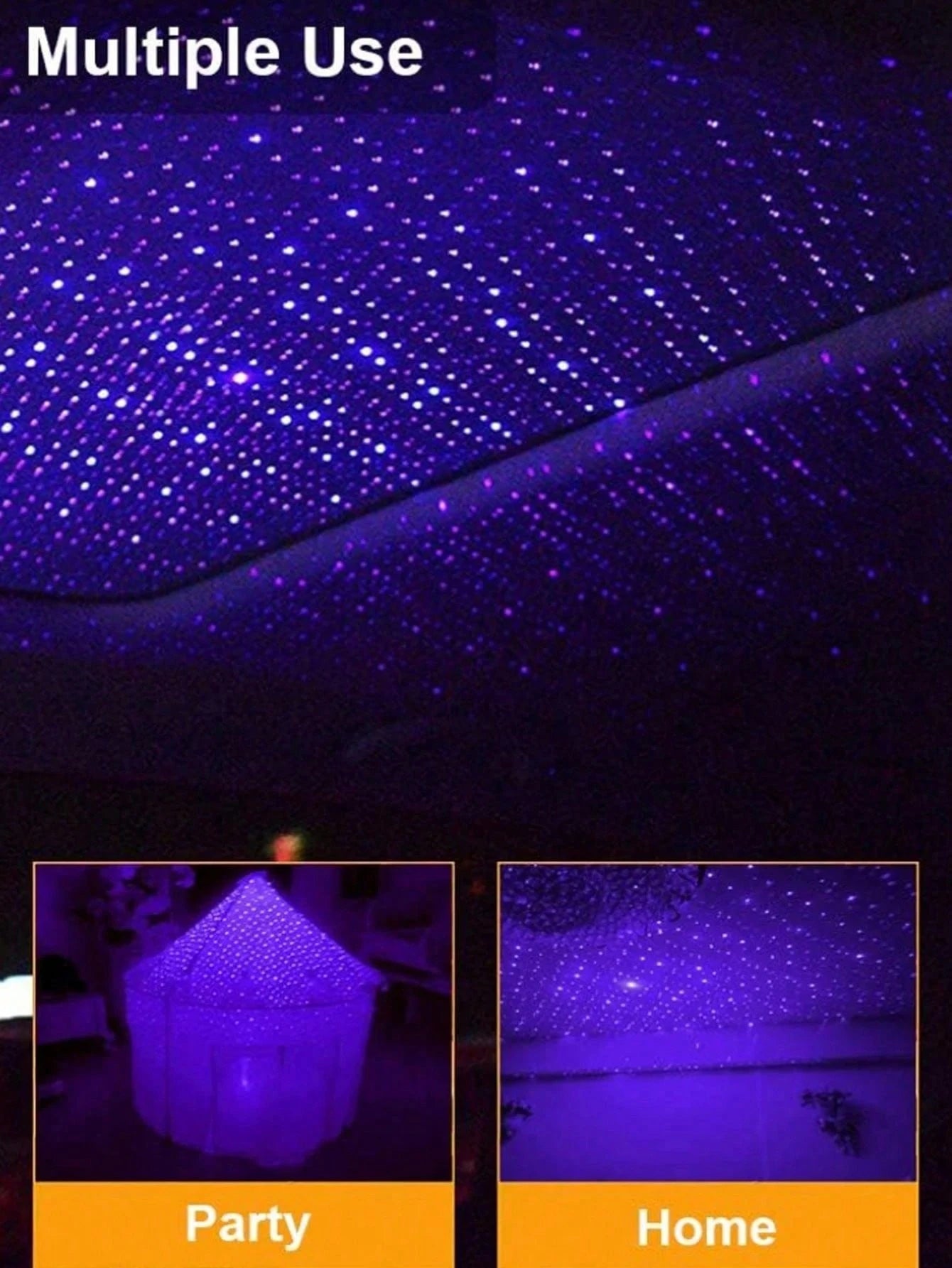 Teckwe 1pc Romantic LED USB Galaxy Star Projector Night Light For Car Ceiling And Room Ceiling