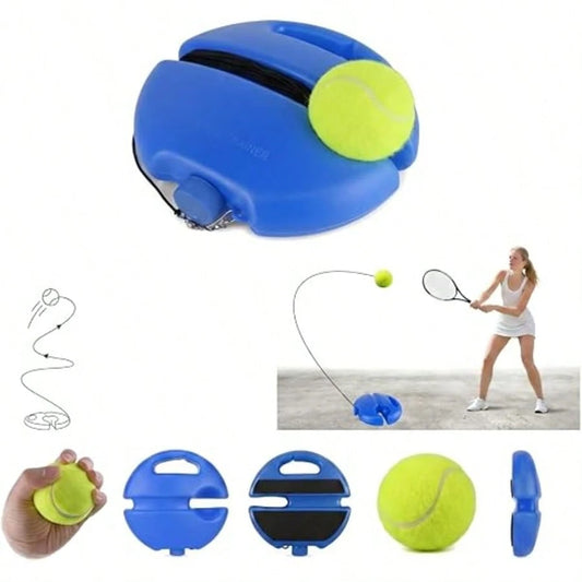 Tennis Training Rebound Ball Set- Single Person Practice With Rope, Weighted Non-Slip Base, Portable Tennis Rebounder, Suitable For Home, Court, Park, Backyard- Ideal Tennis Partner For All Skill Le