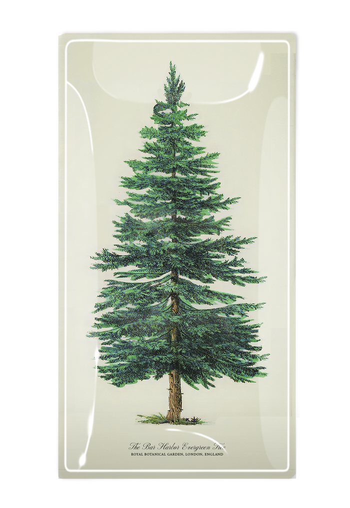 The Bar Harbor Evergreen Tree Glass Decoupage Tray