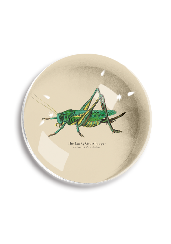 The Lucky Grasshopper Crystal Dome Paperweight