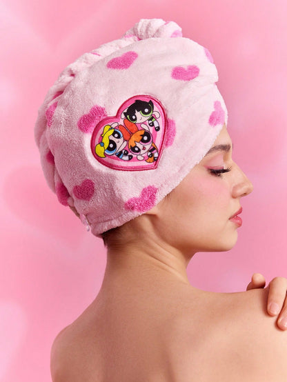 THE POWERPUFF GIRLS X 1 Pc Heart & Blossom, Bubbles, Buttercup Pattern Absorbent Hair Drying Towel Cap, Suitable For All Hair Types,Y 2 K Hair Drying Towel Wrap,Valentine's Day