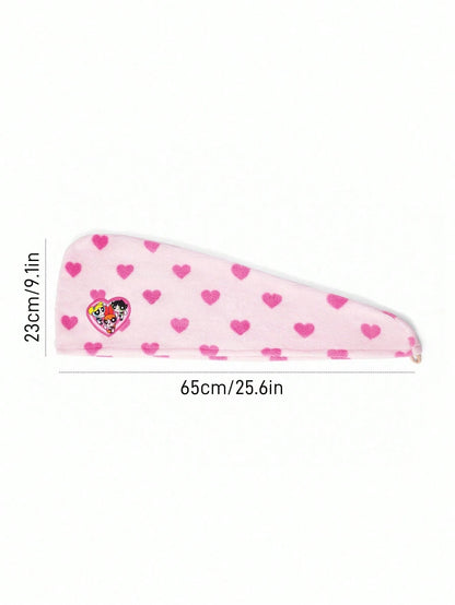 THE POWERPUFF GIRLS X 1 Pc Heart & Blossom, Bubbles, Buttercup Pattern Absorbent Hair Drying Towel Cap, Suitable For All Hair Types,Y 2 K Hair Drying Towel Wrap,Valentine's Day