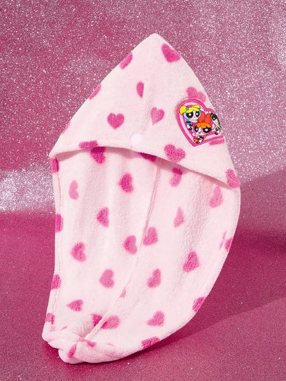 THE POWERPUFF GIRLS X 1 Pc Heart & Blossom, Bubbles, Buttercup Pattern Absorbent Hair Drying Towel Cap, Suitable For All Hair Types,Y 2 K Hair Drying Towel Wrap,Valentine's Day