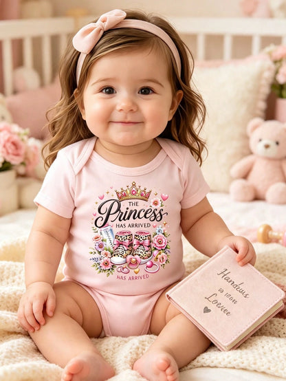 The Princess Is Here! Princess Crown Baby Shoes, Bottle Butterfly Flower, Heart-Shaped Comforting Pacifier, Golden Pink Leopard Pattern, Best Gift For