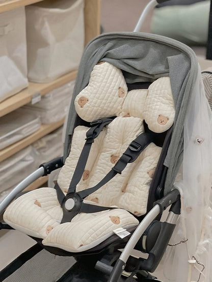Thickened Baby Stroller Seat Cushion With Embroidered Design And Sashiko Stitching