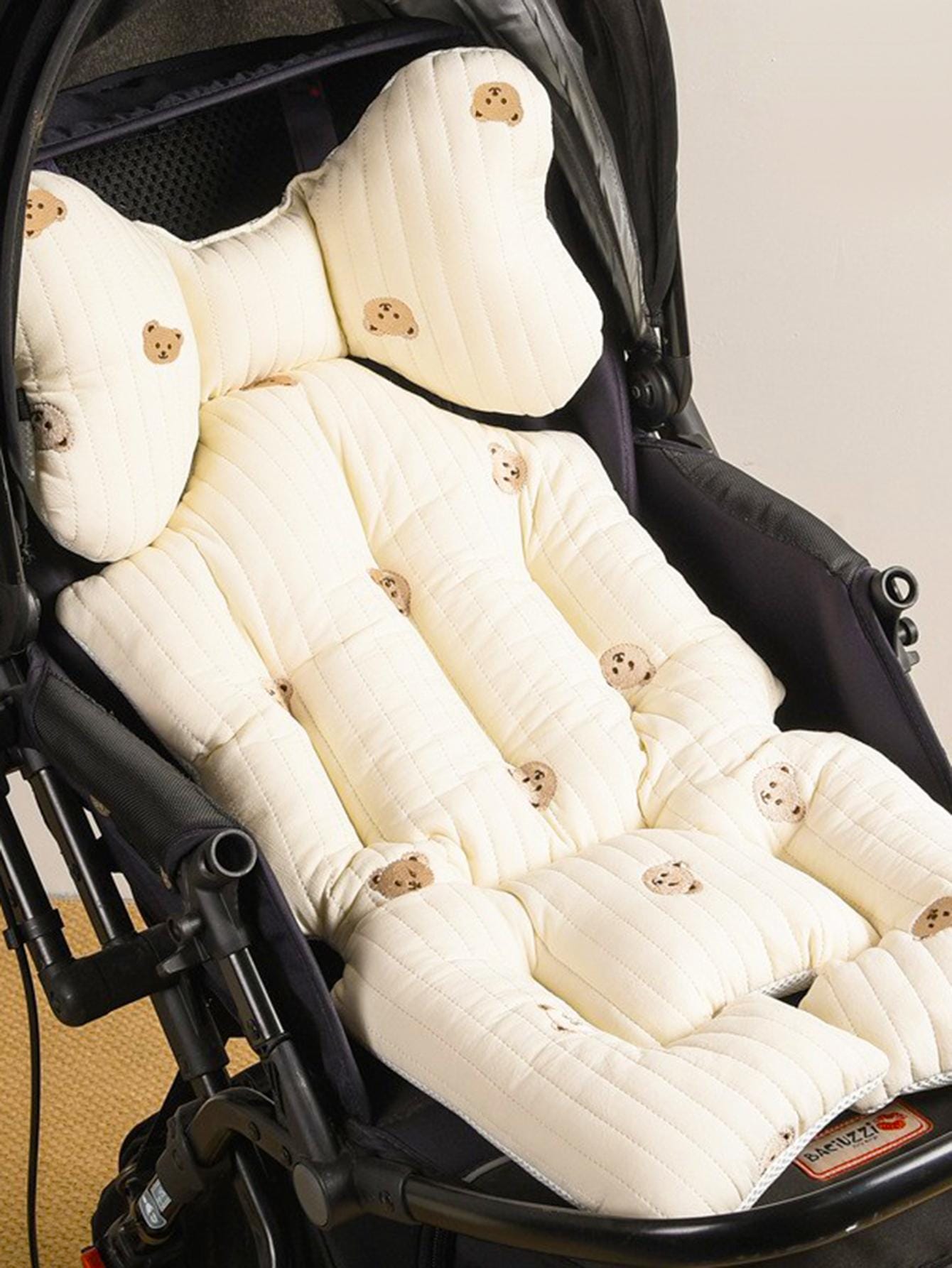 Thickened Baby Stroller Seat Cushion With Embroidered Design And Sashiko Stitching